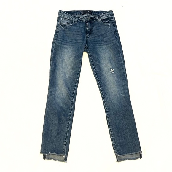 Kut From The Kloth Reese Ankle Straight Leg Skinny Jeans Medium Wash Size 0 Blue - Picture 1 of 7